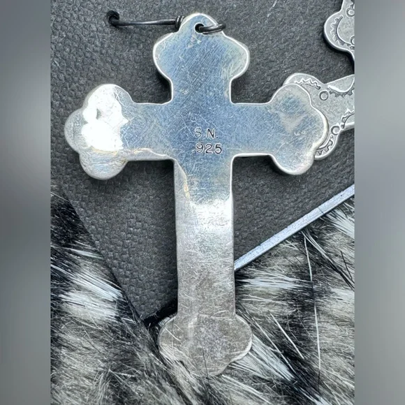 Handmade Sterling Silver Turquoise Cross Earrings by Paul Michael of BR